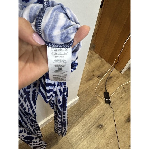 Michael Michael Kors Pants Semi-sheer White‎ Blue Wide Leg Size 8 - Picture 6 of 10